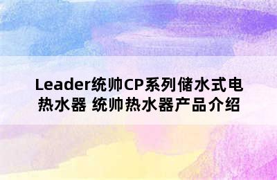 Leader统帅CP系列储水式电热水器 统帅热水器产品介绍